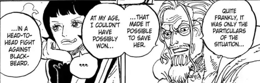 P_key3's tweet photo. Teach peut déjà battre Imu

Pendant que Gaban vieux pousse Imu dans ses retranchements , son supérieur Rayleigh vieux admet n'avoir aucune chance de gagner contre Teach

#ONEPIECE1194 https://t.co/izdjjffUIo
