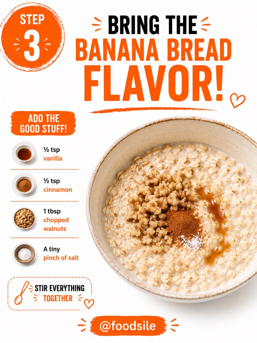 ColeneBerts05's tweet photo. Banana Bread Overnight Oats

Enjoy the cozy flavors of banana bread in a creamy breakfast you can prepare the night before. Made with cinnamon, vanilla, banana, oats, Greek yogurt, and crunchy walnuts. Perfect for busy mornings or meal prep. Would https://t.co/Oeg6gta962