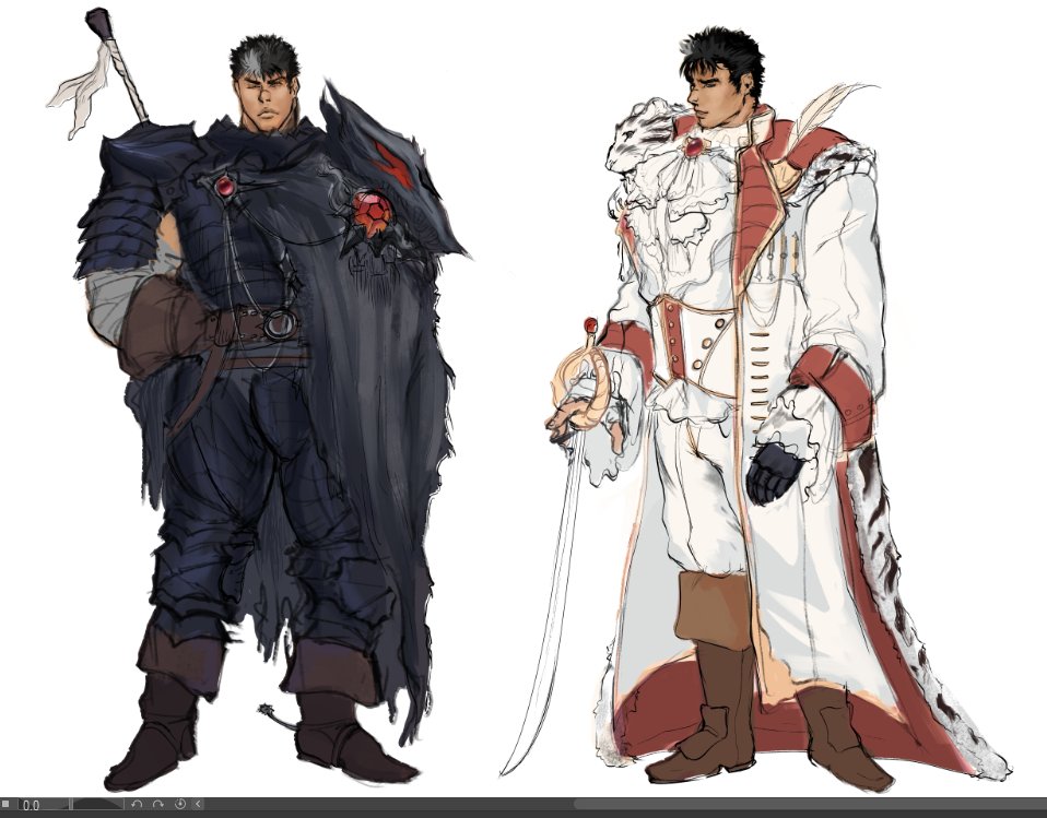 sathor_'s tweet photo. unearthed an au i was working on a couple of months ago for a former friend of mine (sob) with guts as a king https://t.co/Z0nAclTBSF