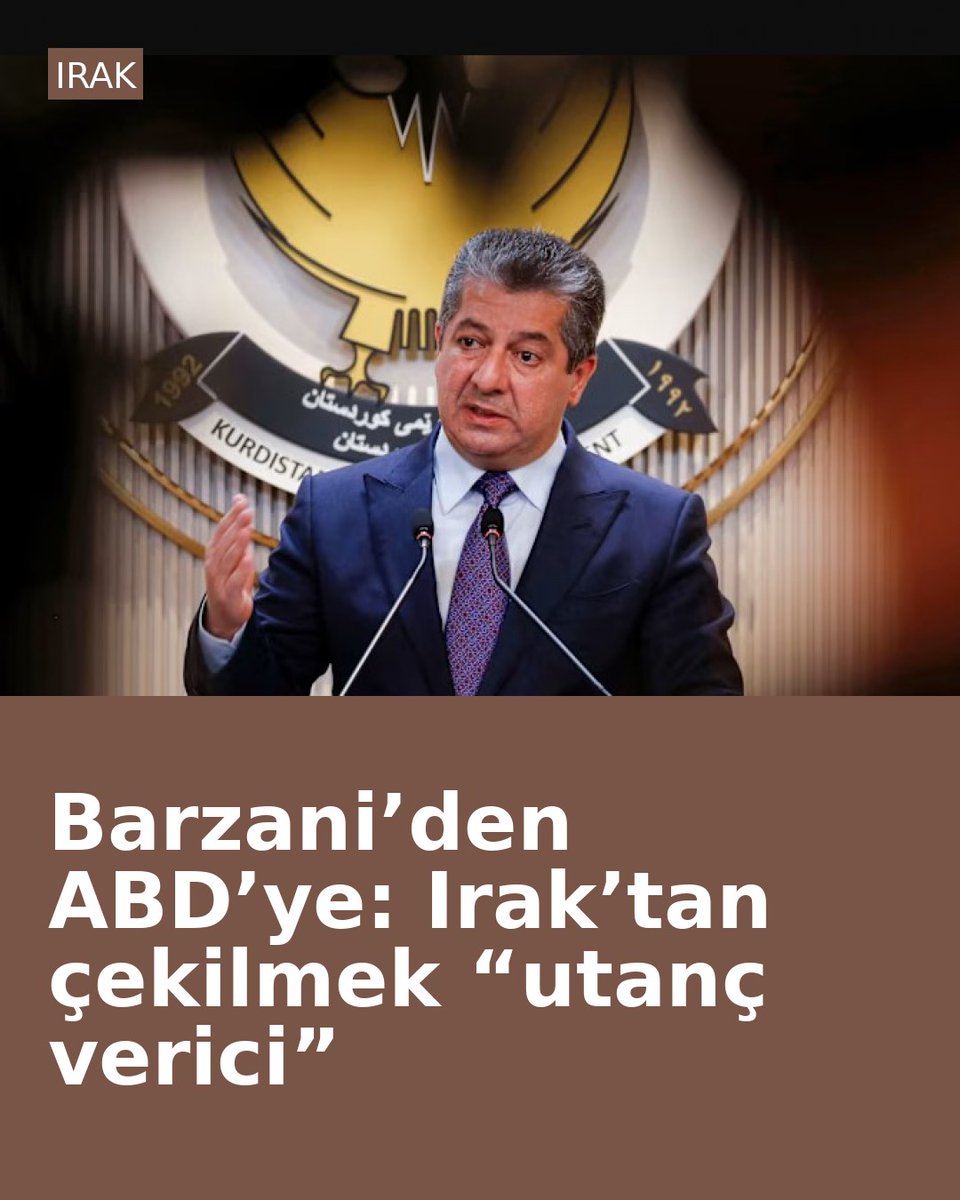 alptkndrsunoglu's tweet photo. Barzani’den ABD’ye: Irak’tan çekilmek “utanç verici” https://t.co/sCQipmKocm https://t.co/dI8q2XuhkJ