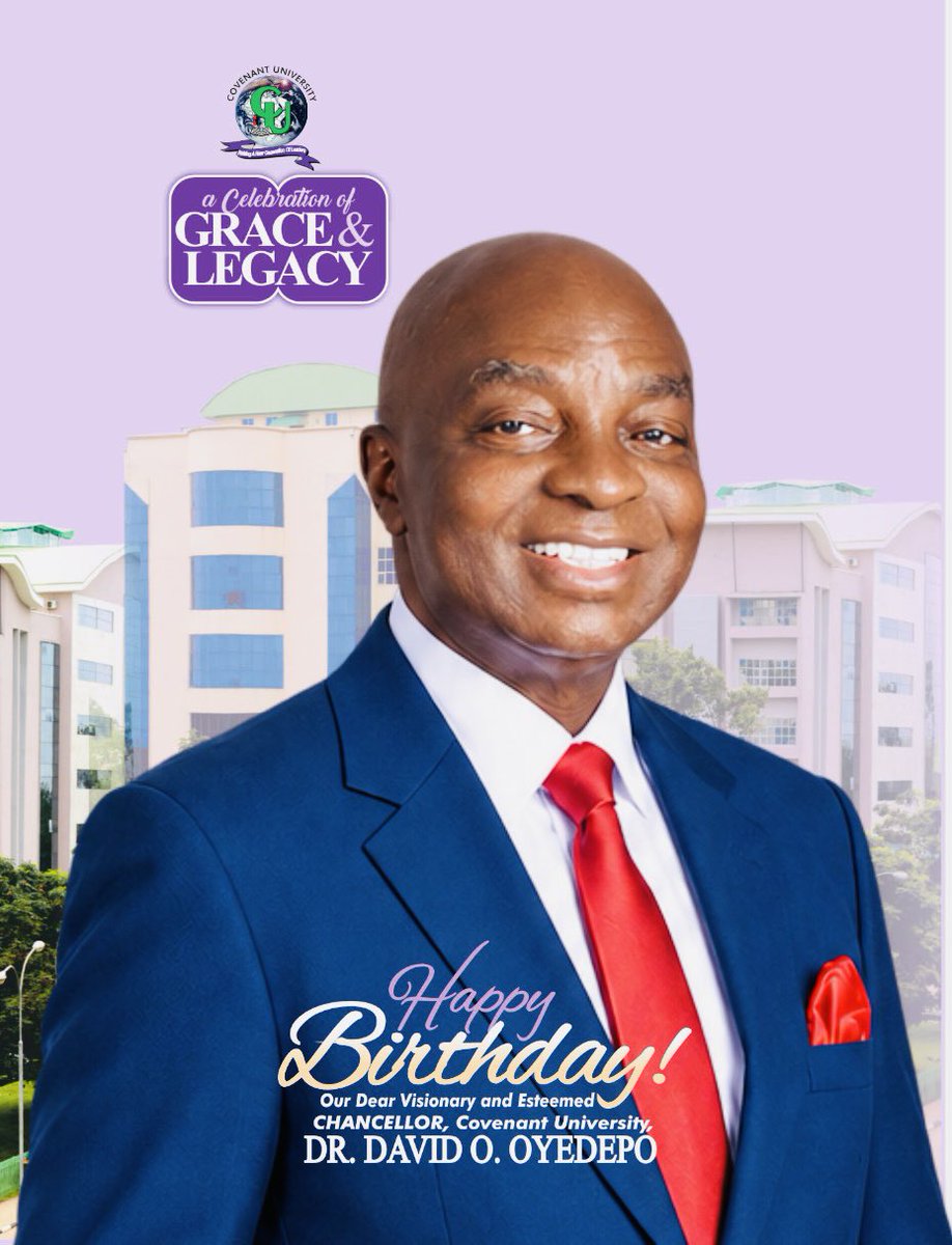 CUHEBRON's tweet photo. 72 years of a phenomenal journey of impact! 🌍🙌🏽

Today, we stand as a global community to celebrate a shining example of purpose, faith, and vision—our dear Chancellor, Dr. David O. Oyedepo.

CU Family, drop your birthday prayers and wishes for our Father below! 👇❤️

#CovenantUniversity #DrDavidOyedepo #HappyBirthday #Hebron