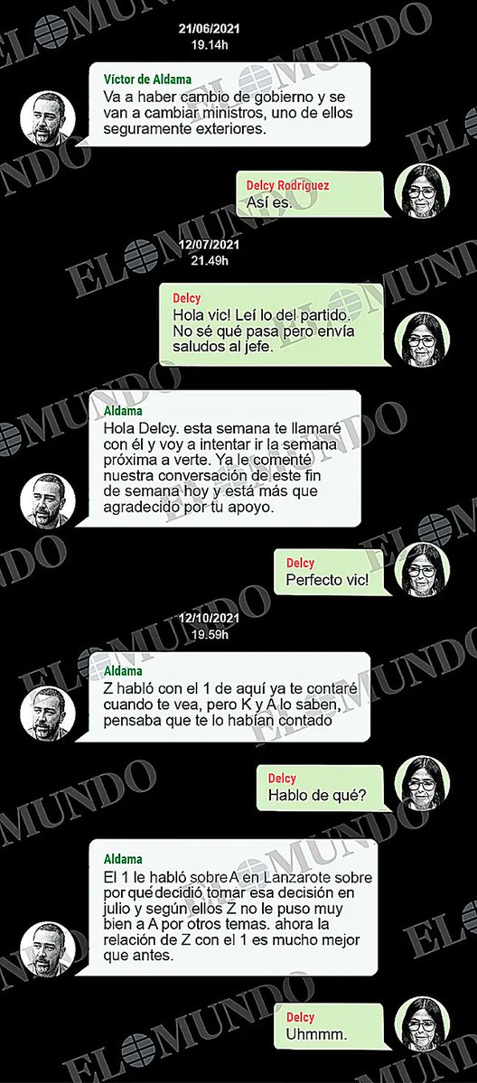 pabloharour's tweet photo. 🔴 OJO A ESTO QUE CUENTA EL MUNDO 

Delcy recibió información privilegiada del Gobierno de Sánchez y de su amigo Zapatero: "La relación de Z con el 1 es mucho mejor que antes"

Aldama anticipó a la chavista el cese de González Laya, la anterior ministra de Exteriores
https://t.co/JCEXuKY6ki