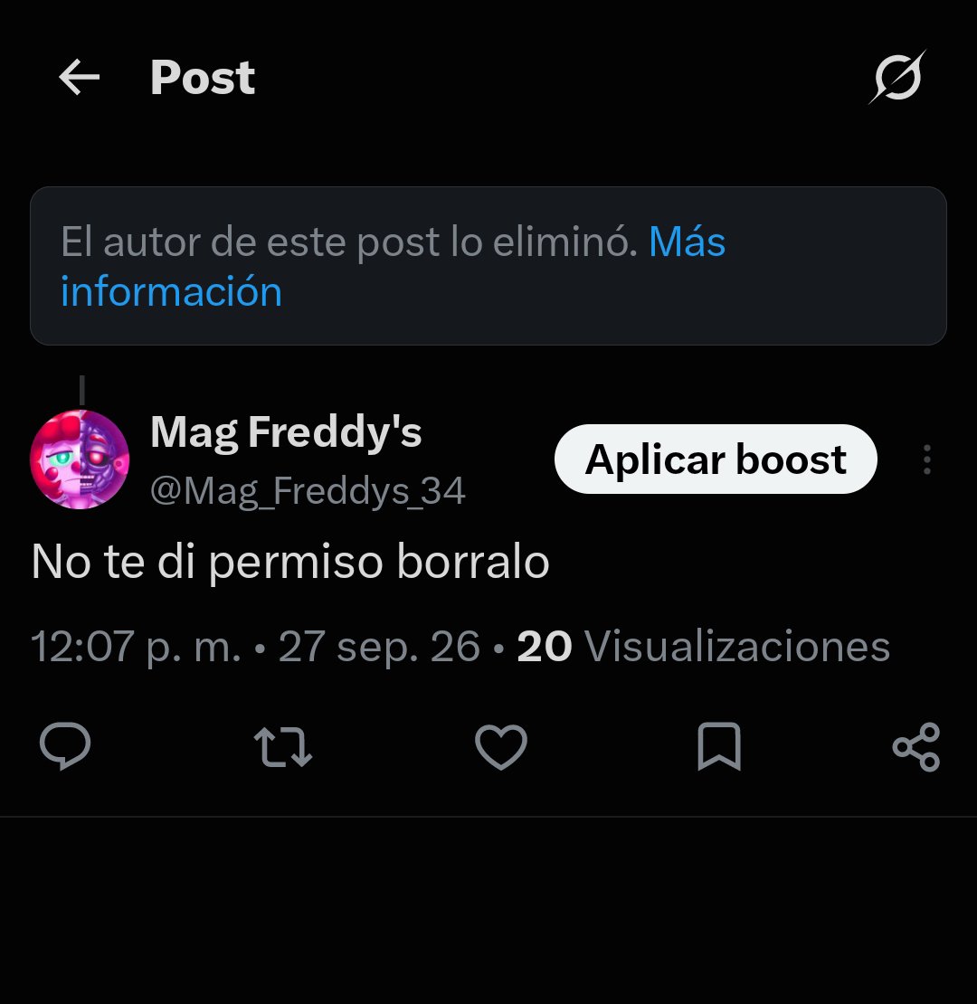 Mag_Freddys_34's tweet photo. @FnafFans_OoC oye tranquilo viejo era un chistoroton https://t.co/2u2OijSGu7