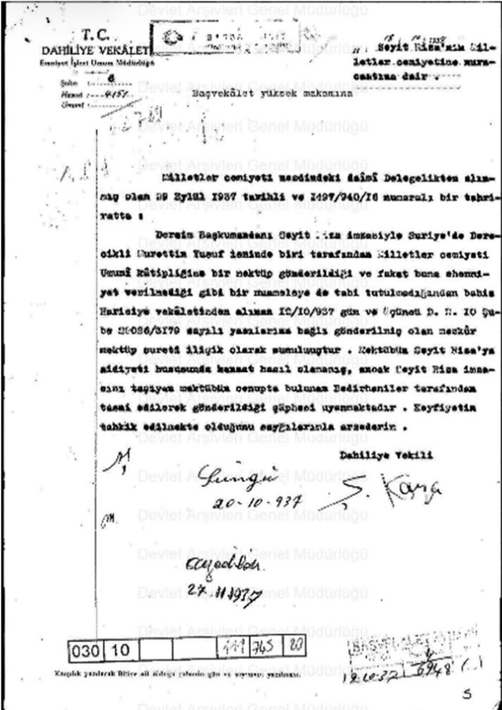 HemoKurden's tweet photo. Nuri Dersimi’nin, Seyit Riza’nın imzasını kullanarak yazdığı, Milletler Cemiyeti ve İngiltere Elçiliğine gönderdiği, türk devletinin Kürtlere yaptığı asimilasyon ve soykırımına karşı yardım talebinde bulunduğu mektuplar. https://t.co/x30kd0IRRd