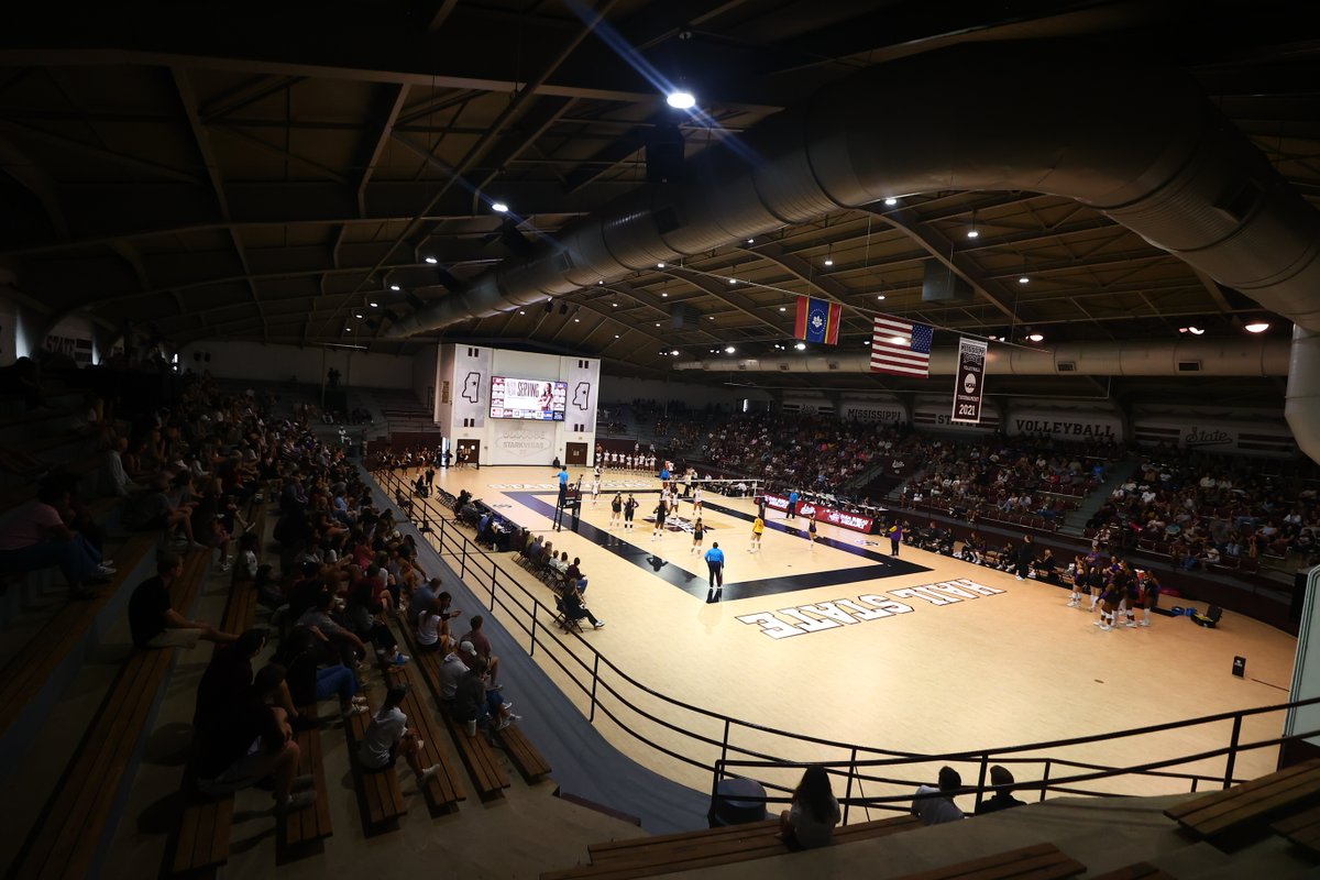 HailStateVB's tweet photo. THE GRISS IS PACKED! 🏟️

You showed up and showed out! During today's match we set the sixth-largest attendance record at The Griss with 1,067 fans! 🗣️

Thank you for packing the house! 🥳

#HailState https://t.co/tsJwAQGoIE