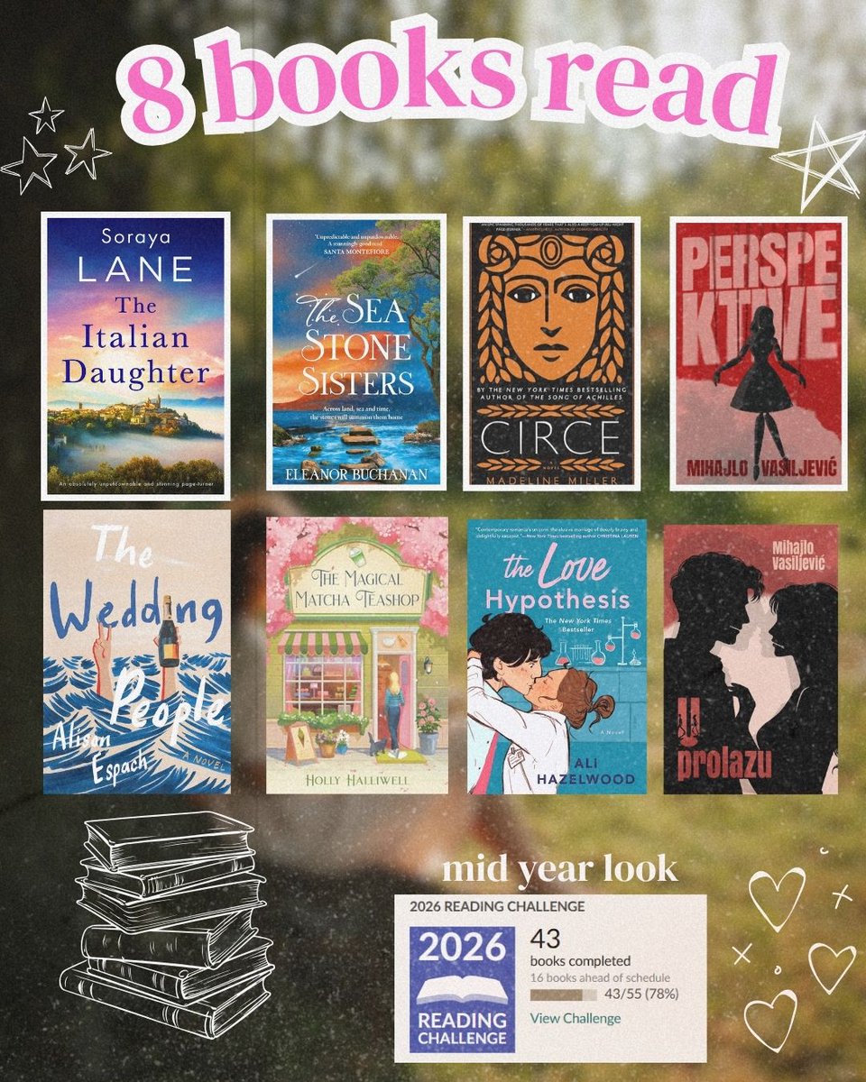 KaleighWacnek's tweet photo. June, summed up. I read 8 books this month, most earning 5-star ratings. I also got hooked on two TV shows and a movie that caught me off guard: Voicemails for Isabelle. Watch it—with tissues nearby for the ending. June pushed me out of my comfort https://t.co/Sx6trBODVB