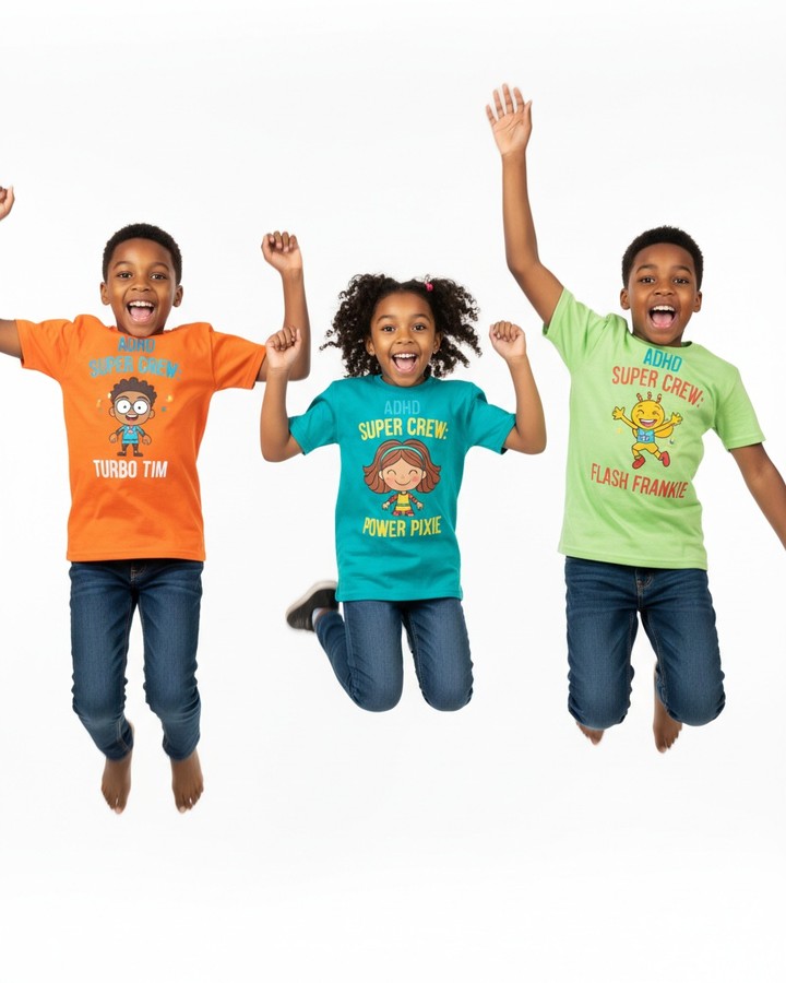 esrayurdakul1's tweet photo. These kids are jumping high because their ADHD Super Crew shirts bring the energy. Get yours and join the jump! https://t.co/6EU85bPgoB