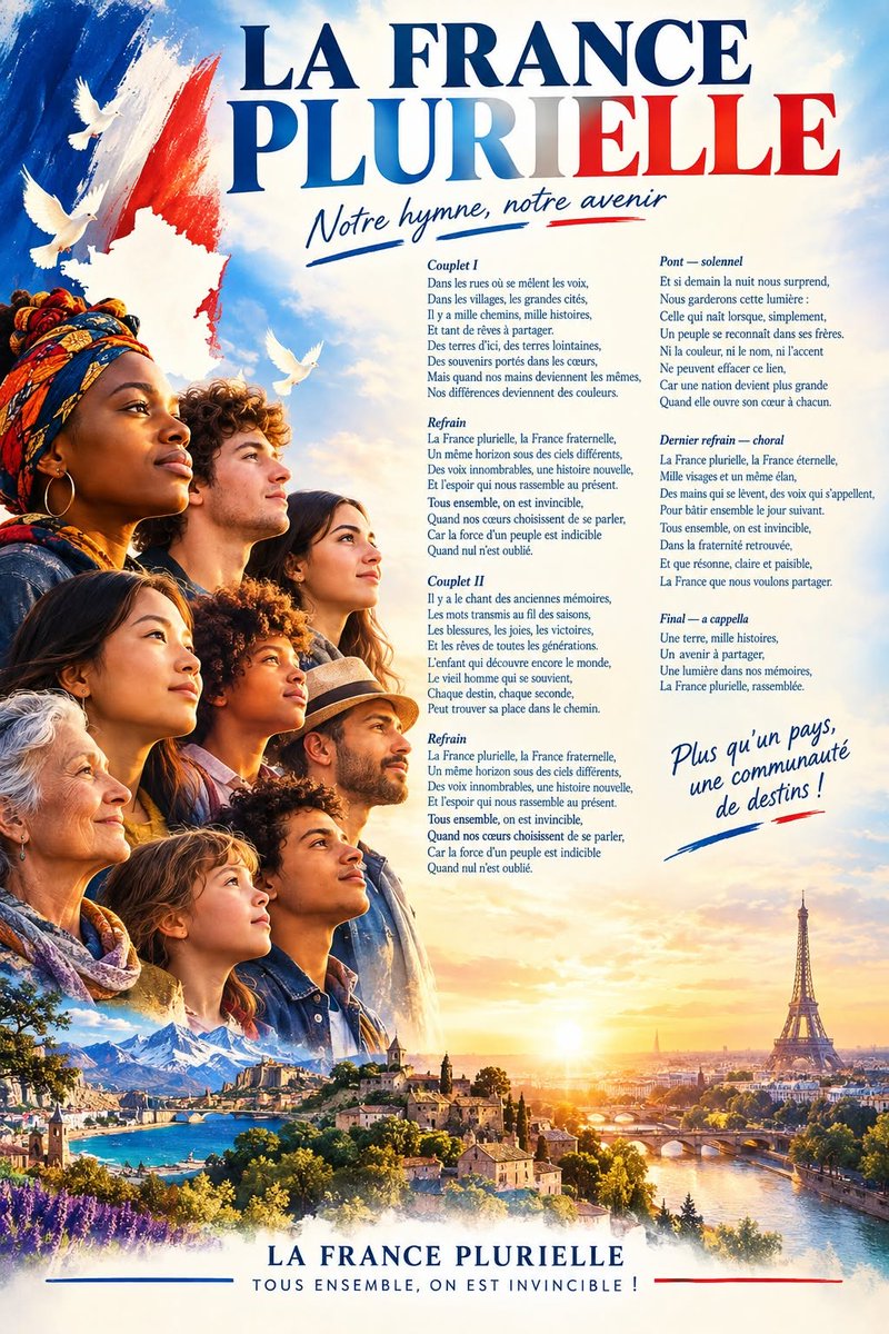 MerylTerra's tweet photo. @Elysee @EmmanuelMacron 💙🤍💖🕊️LE CHANT DU PEUPLE 🦅💙🤍💖
(Hymne de LA FRANCE PLURIELLE créé par Frédéric Krawezynski) https://t.co/GOGoVhVHJt