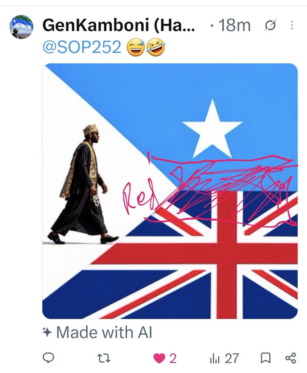 SOP252's tweet photo. @GenKamboni Dhexda red 🤣🤣 iga habee https://t.co/t6Vz4weAOj