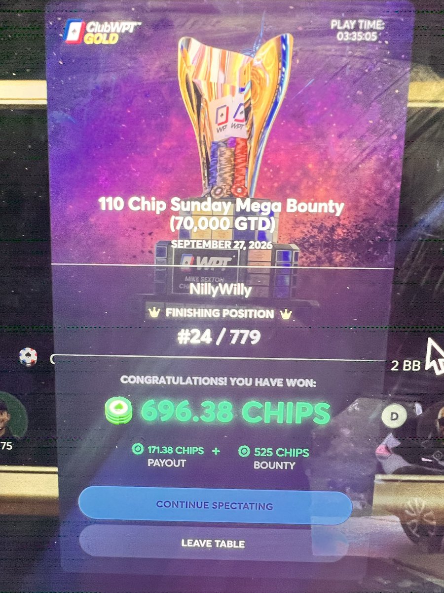 TheNillyWilly's tweet photo. @ClubWPTGold couldn’t get there… next time I guess. https://t.co/QaJA9NNKl4