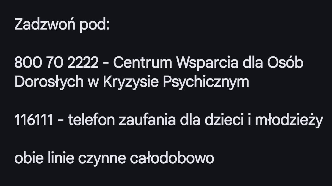 palee6767's tweet photo. Nie tylko w Dzień Walki z Depresją, pamiętajcie, że da się z tego wyjść.

Jeśli zmagacie się z problemami psychicznymi i boicie się o tym mówić, zróbcie pierwszy krok i poproście o pomoc.

Będę wdzięczny za udostępnienie, wiedzcie że wspieramy was w walce z depresją. https://t.co/qvFqEO2EXt