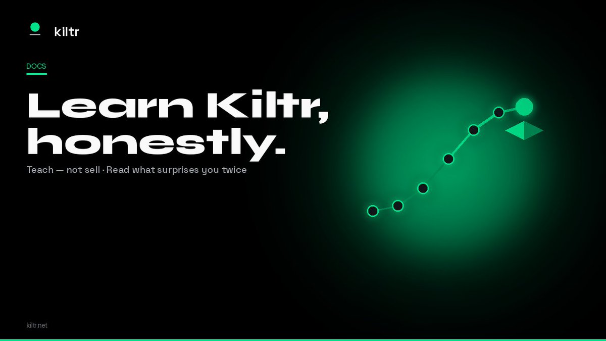 KiltrProtocol's tweet photo. Learn Kiltr, honestly

These pages exist to teach  not to sell. Every claim is deliberately conservative. If a feature isn't shipped yet, the docs say so.

Start at /docs. Concepts → Swap → Liquidity → Fees → Analytics → Integrate. Read anything that surprises you twice.

https://t.co/UYLX7UPbxA

Educational content. Not investment advice.
Independent  not affiliated with or endorsed by Robinhood.

$KILTR CA: 0x985ff6B07d77121eBBb4074c35b7a022D61123AD —