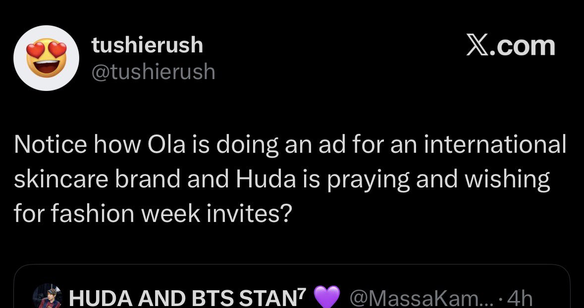 overlyirked's tweet photo. Mind you Ola dolls was on live while huda was in NYC for NYFW lurking and yapping and talking about outlets that posted her so they can go under their comments and harass them https://t.co/QjeESDAAdc