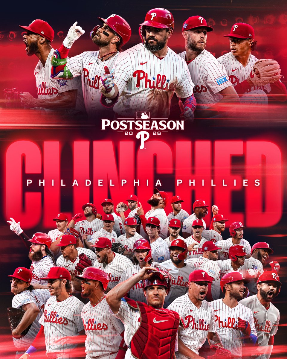 Phillies's tweet photo. POSTSEASON BOUND!

#RingTheBell https://t.co/f4tkkwIYD0