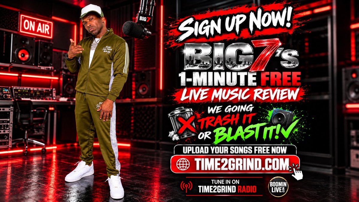 Time2GrindRadio's tweet photo. Submit NOW 🗣️(https://t.co/nJqZcXRDJ1) for 1 minute free review on tonight’s show at 8pm est! Big7 &amp; Friends Podcast. On Time2Grindrado / https://t.co/tyQ2kUAEO5
#explore #time2grind #iambig7 #boominlive #explore https://t.co/f3G0kUFQZH