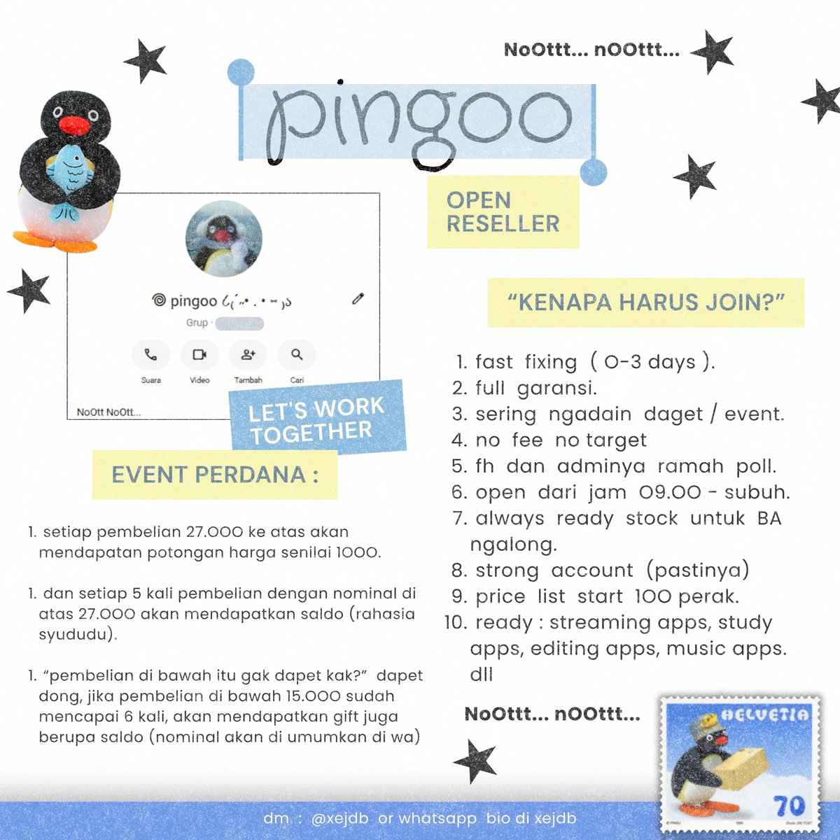 xejdb's tweet photo. NoOtt.. noOtt...   halloo  pingoo's  perdana  open  👀 . . . 

lagi cari fh yang trusted, gak kabur kaburan. strong account sering ngadain event &amp; bagi  bagi free apps 👀. pas banget pingoo sudah  open, yuk yang mau intip pl boleh wa di bio atau dm 

lagi ada event yuk #zonauang https://t.co/gpOw8N36XU