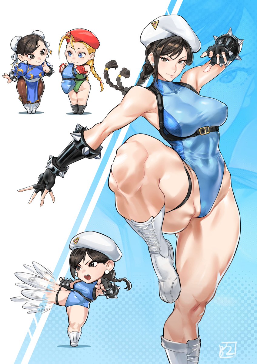 JuaagAcgy's tweet photo. ChunLi in cammy's suit.
I've started trying my hand at drawing chibi-style characters. I think the results turned out pretty well, and I hope you all like them~ https://t.co/Bm4mGb2eyP