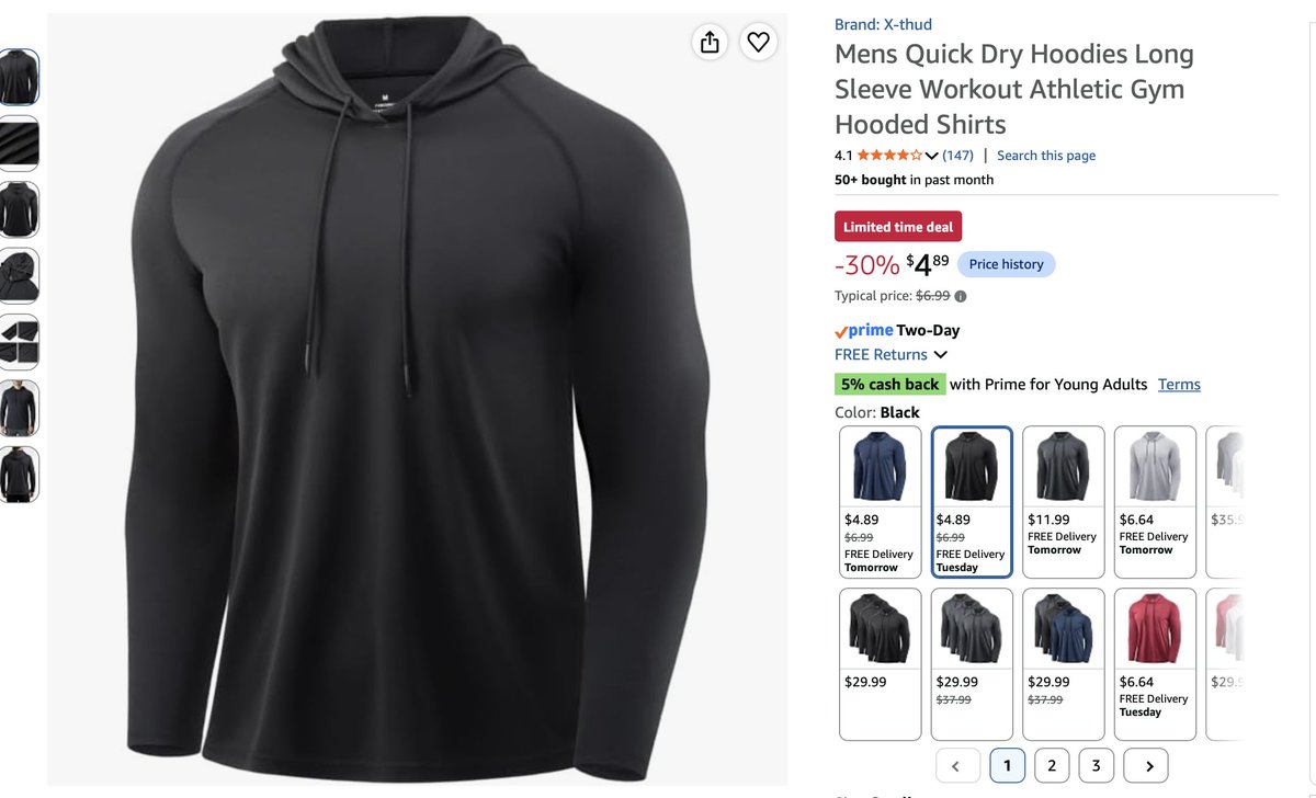Pricerrors's tweet photo. $4 GYM LIFTING HOODIE 🏋️‍♀️

Great price for a compression hoodie and check sizes/colors

https://t.co/q8GwqUarWZ #ad