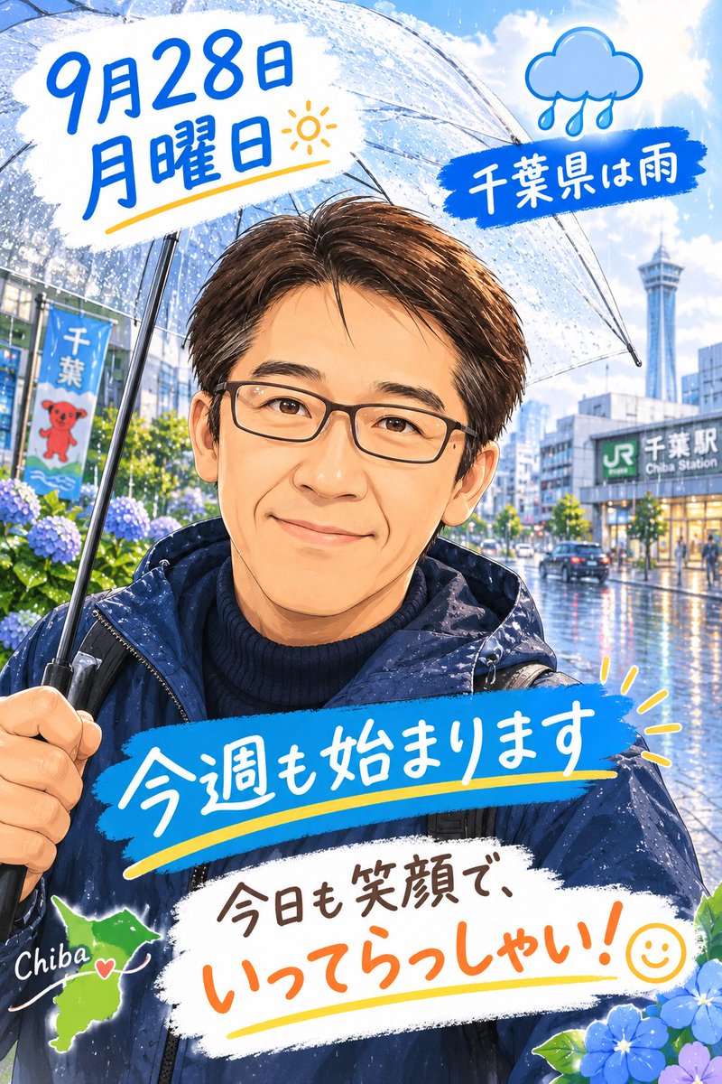 kazudon1124's tweet photo. 今週も始まります、台風が近づいて雨の日が続きますが頑張りましょう。 https://t.co/uxugPesK9b