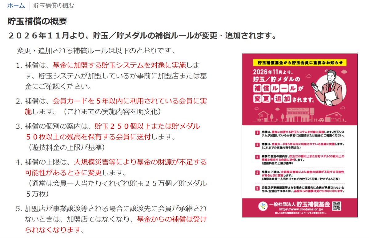 parlourful's tweet photo. 【重要】
11月2日から貯玉・貯メダル補償ルールが改定

・5年以内にカード利用
・個別案内は250玉／50枚以上
・通常上限は25万玉／5万枚
・事業譲渡時にも注意

「閉店したら貯玉どうなる？」を公式情報で整理

https://t.co/0Pju7w0GLr