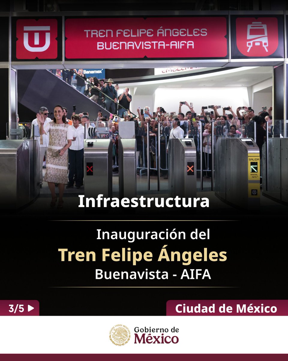 GobiernoMX's tweet photo. #HonestidadyResultados | Al concluir la gira nacional de rendición de cuentas en el Zócalo capitalino, la presidenta @Claudiashein informa que el gobierno federal invierte 60 mil millones de pesos en obras para la Ciudad de México, mientras que los Programas para el Bienestar superan 70 mil millones este año.

“Sigamos con el orgullo de nuestra historia y la certeza de nuestro porvenir.”