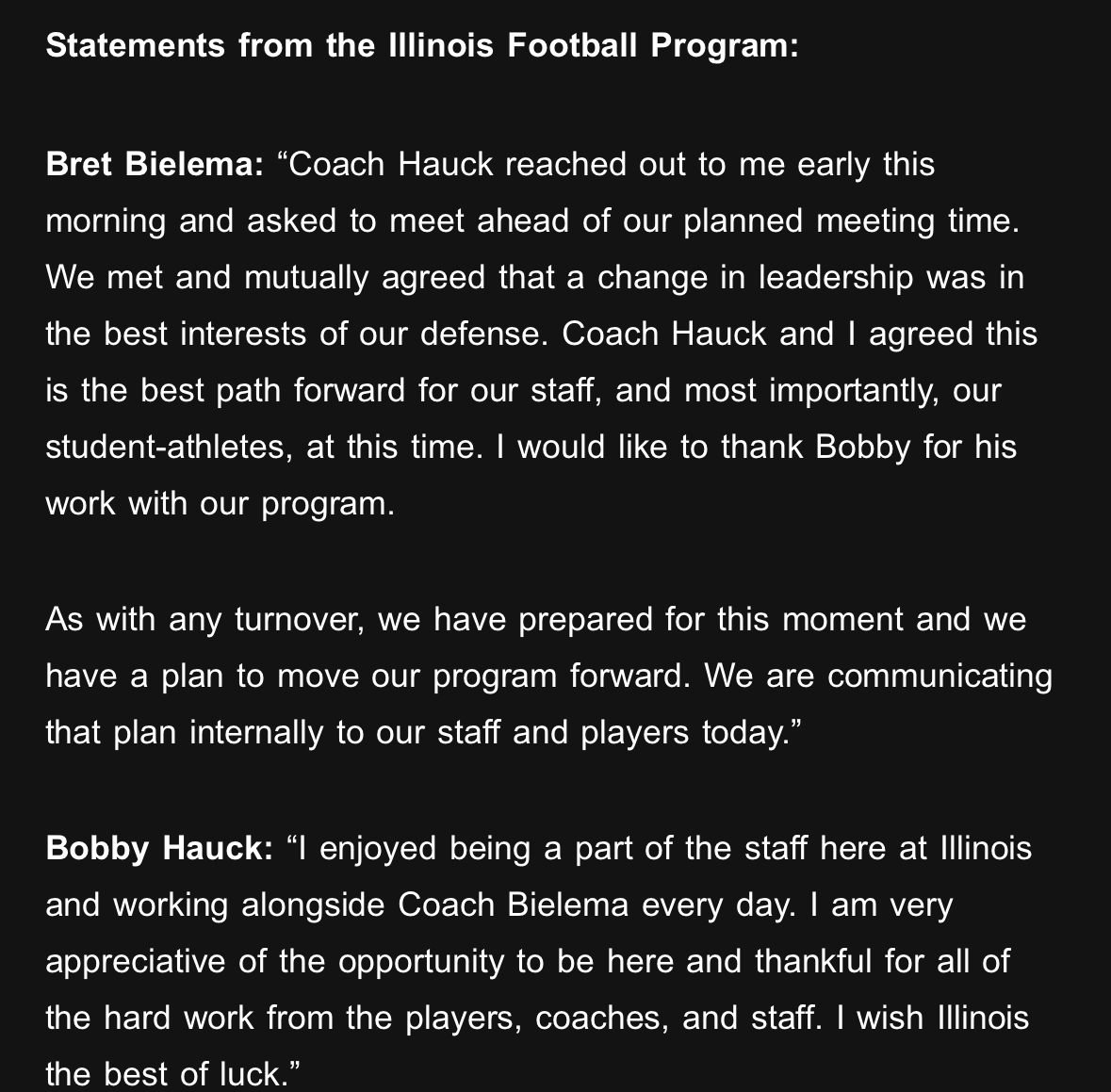 JWerner247's tweet photo. NEWS: #illini have parted ways with defensive coordinator Bobby Hauck after four games https://t.co/L7YLfw5d2G