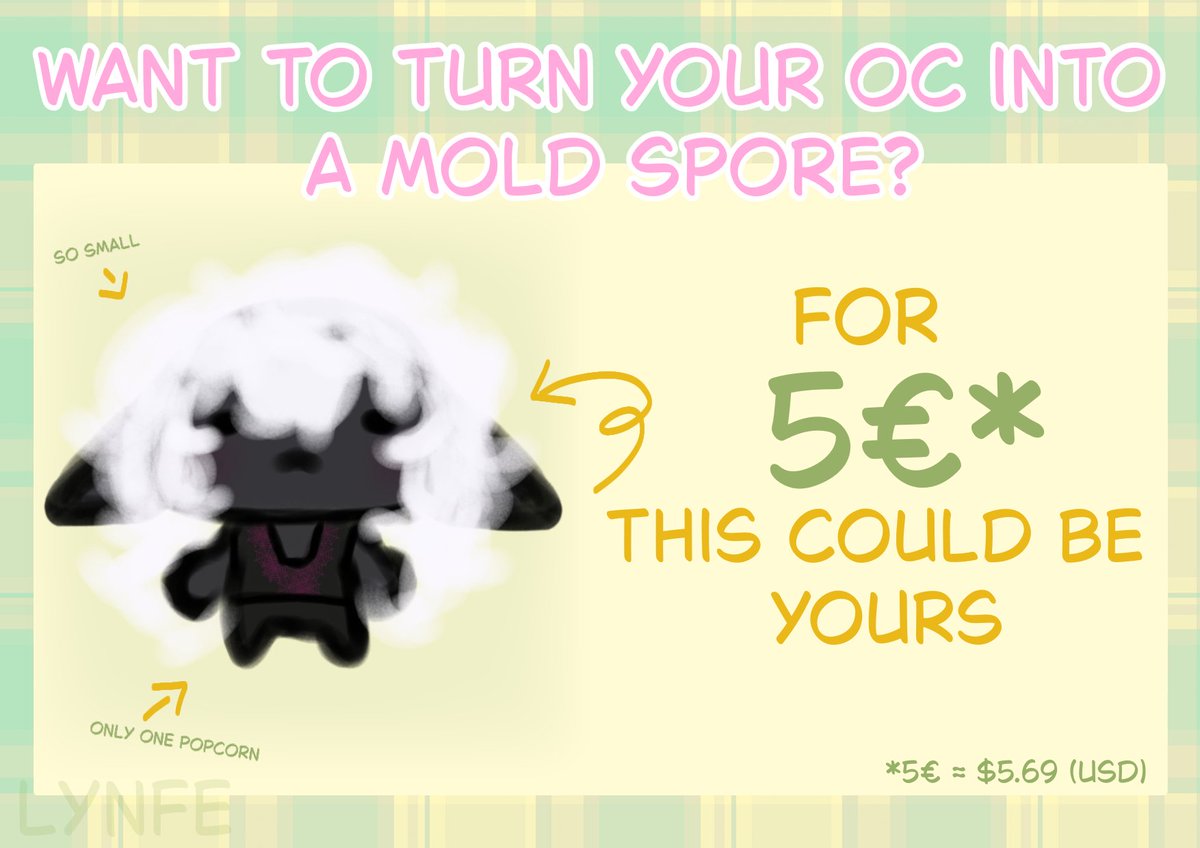 lynfeee's tweet photo. Hello !! For a small fee I WILL🫵🏼 turn your blorbos into mold spores because yes 

I already talked about it but I finally made a proper sheet so here you gooo https://t.co/aPNiBN1pmz