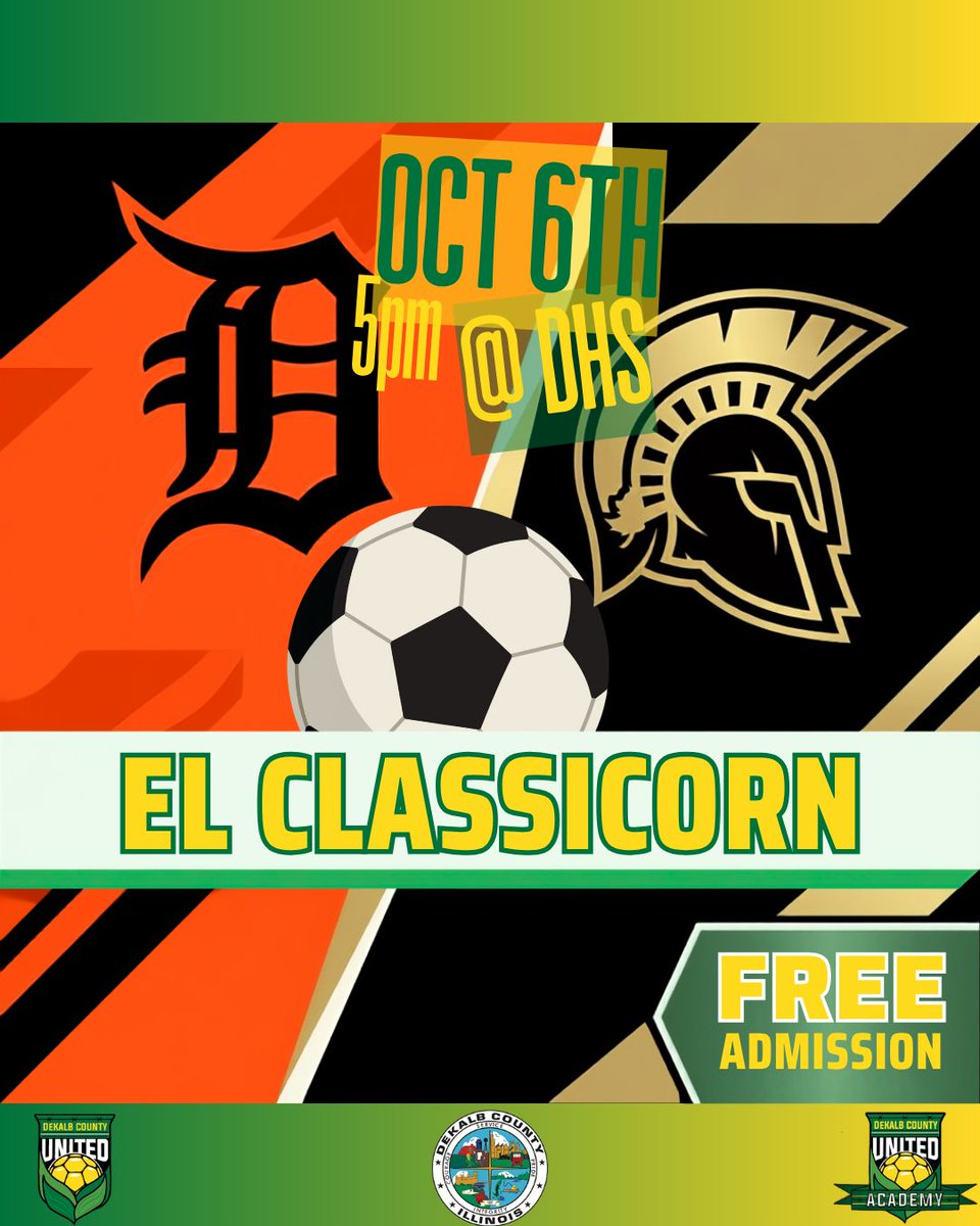 dkcunited's tweet photo. ATTN AYSO &amp; ACADEMY FAMILIES! ⚽️🔥 Give our high school stars an unforgettable walkout for El Classicorn!

Wear your youth jersey and join the Players Tunnel on Oct 6th at 4:45 PM sharp at DeKalb HS! Kickoff at 5:00 PM. FREE admission for the whole family! 🙌⚡️ https://t.co/DUxZgiCSMh