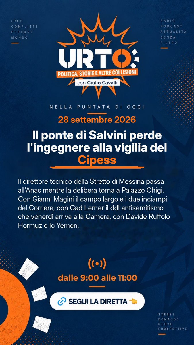 AllertaMedia's tweet photo. DOMANI MATTINA IN DIRETTA SU #RADIOCUSANO

#AllertaMedia #Urto #GiulioCavalli #GianniMagini https://t.co/QCcnQcHW9n