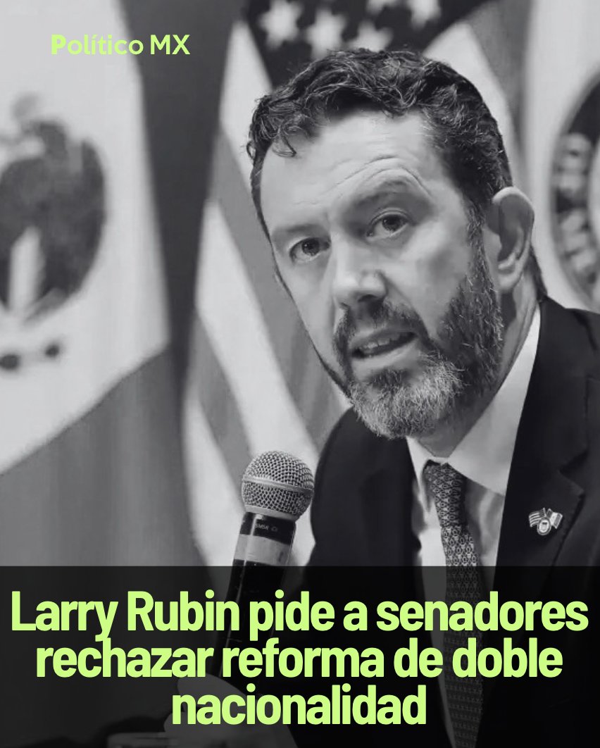 politicomx's tweet photo. 🇲🇽🏛️🇺🇸 “La doble nacionalidad no significa doble lealtad”: Larry Rubin pide al Senado rechazar la reforma constitucional

El presidente de The American Society of Mexico, Larry Rubin (@lrubin), hizo un llamado urgente a las y los senadores a votar en contra de la reforma constitucional que busca prohibir la doble nacionalidad para competir por la Presidencia o gubernaturas. Rubin advirtió que la iniciativa enviada al Congreso vulnera la equidad de derechos e intenta clasificar a la población según sus documentos de viaje.

Para el representante empresarial, la posesión de otro pasaporte no reduce el patriotismo ni el compromiso con el país: “Tener dos nacionalidades no hace a nadie menos mexicano. No podemos permitir que México empiece a dividir a sus propios ciudadanos entre mexicanos de primera y mexicanos de segunda (...) La doble nacionalidad no significa doble lealtad. Es una votación entre defender la igualdad de los mexicanos o permitir su discriminación”.
