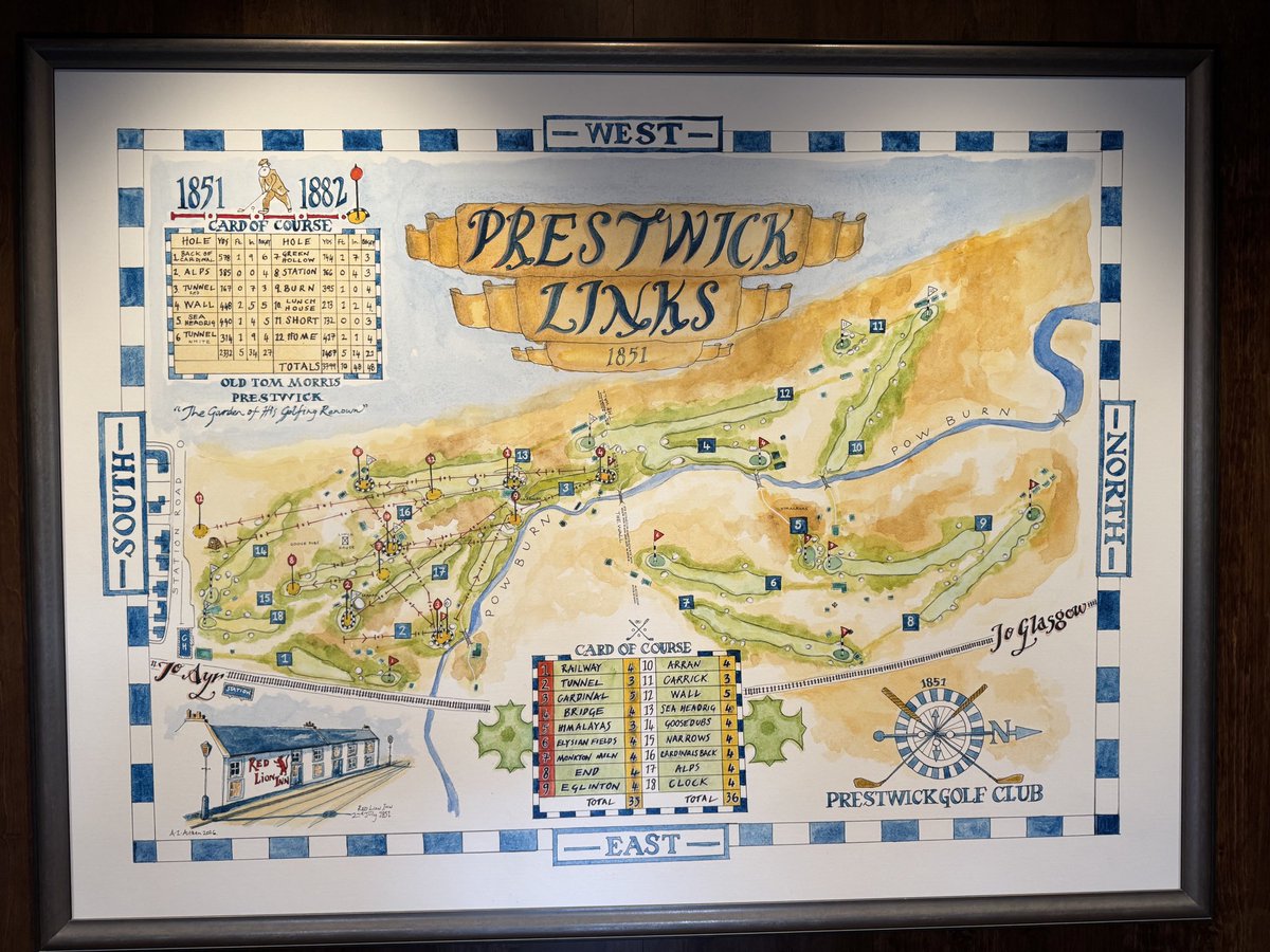 macphersongolf's tweet photo. This week an incredible opportunity arose to play the original 12 hole course @PrestwickGC as they celebrate their 175th anniversary. As 1985 Open Champion Sandy Lyle battled the links with his hickory clubs, the course that gave birth to The Open in 1860 stood firm. A great day! https://t.co/mga2zgy1qG