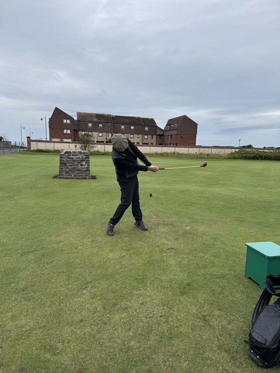 macphersongolf's tweet photo. This week an incredible opportunity arose to play the original 12 hole course @PrestwickGC as they celebrate their 175th anniversary. As 1985 Open Champion Sandy Lyle battled the links with his hickory clubs, the course that gave birth to The Open in 1860 stood firm. A great day! https://t.co/mga2zgy1qG