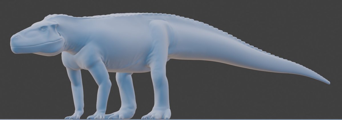Elemental93's tweet photo. One of, if not THE, largest non-dinosaur predators to walk this Earth, here's Fasolasuchus! A predator to early Sauropods and probably whatever else it could gets its jaws around, it's an interesting look at the long history of this family. Upper estimates of 10 meters is crazy. https://t.co/wE6wUAqFhF