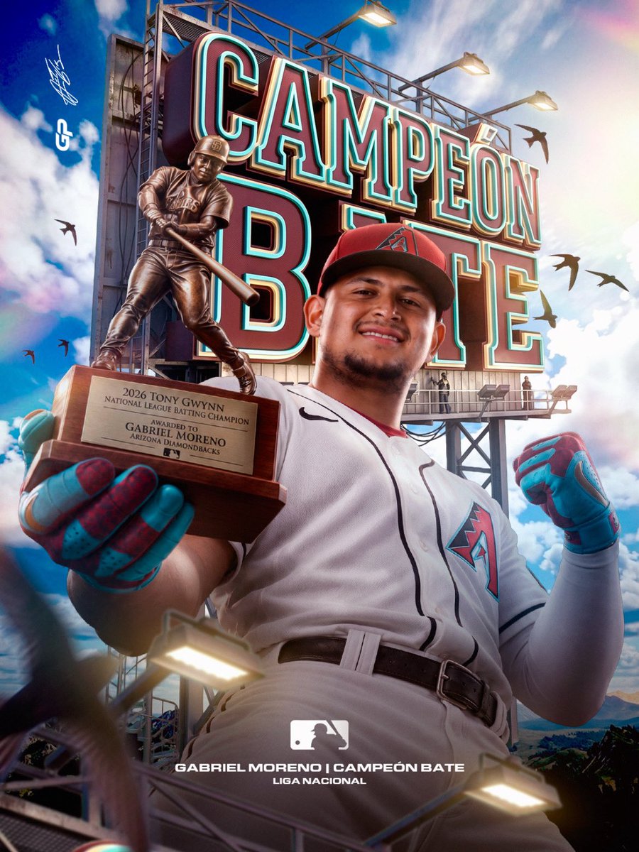 GeorgenyPerez's tweet photo. HISTÓRICO, GABRIEL MORENO🏆

El receptor venezolano de los Arizona Diamondbacks se consagró campeón bate de la Liga Nacional con un promedio de .311.

Y hay más: Moreno se convierte en el primer receptor latino en conquistar un título de bateo en las Grandes Ligas.

Una temporada histórica para el nacido en Barquisimeto. 🇻🇪

🖼️ @ARTK2047 

#MLB #Dbacks