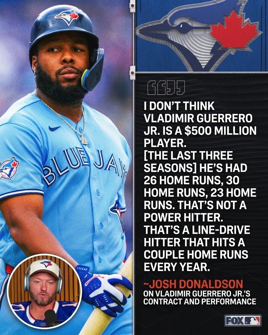 GreaterViews1's tweet photo. @BlueJays @WendysCanada Ex-Toronto #Bluejays Bringer of Rain; Josh Donaldson didn't hold back about Vladimir Guerrero Jr's contract &amp; performance and this is what he has to say.
#Bluejays50 https://t.co/7WifY8xGxS
