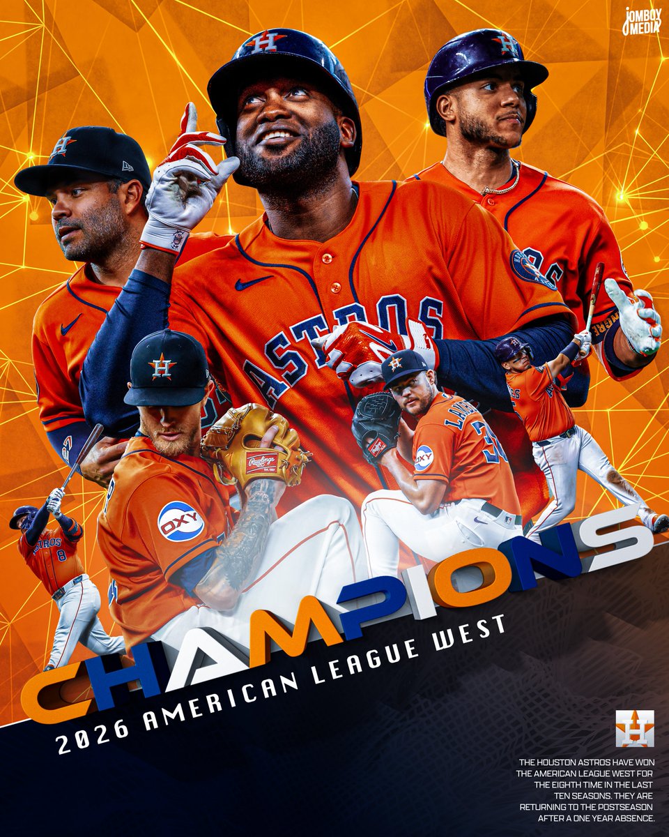 TalkinBaseball_'s tweet photo. Houston Astros win their eighth AL West title in the last 10 seasons https://t.co/EfSvk2hdYU