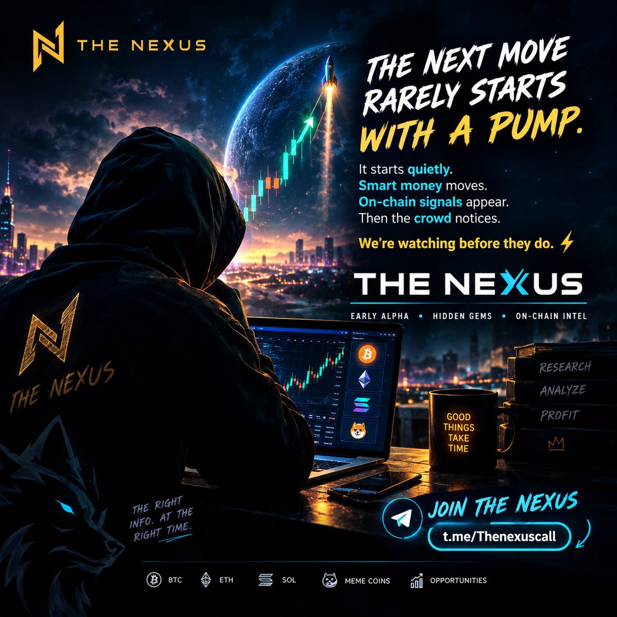 Thenexuscall's tweet photo. 👀 The next move rarely starts with a pump.

It starts quietly.
Smart money moves.
On-chain signals appear.
Then the crowd notices.

We’re watching before they do. ⚡

THE NEXUS 🧬
👇
https://t.co/zIrlIBtzXg https://t.co/tLXsVzOVHP