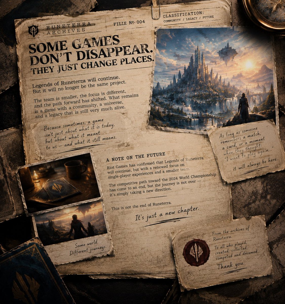 Vegakis's tweet photo. 🇬🇧📂 RUNETERRA FILE
🔎 Case open
🃏 Runeterra is still alive…
⚠️ But something has changed
#CardGames #LegendsOfRuneterra #Runeterra #LoR https://t.co/i5eKnfb6Uh