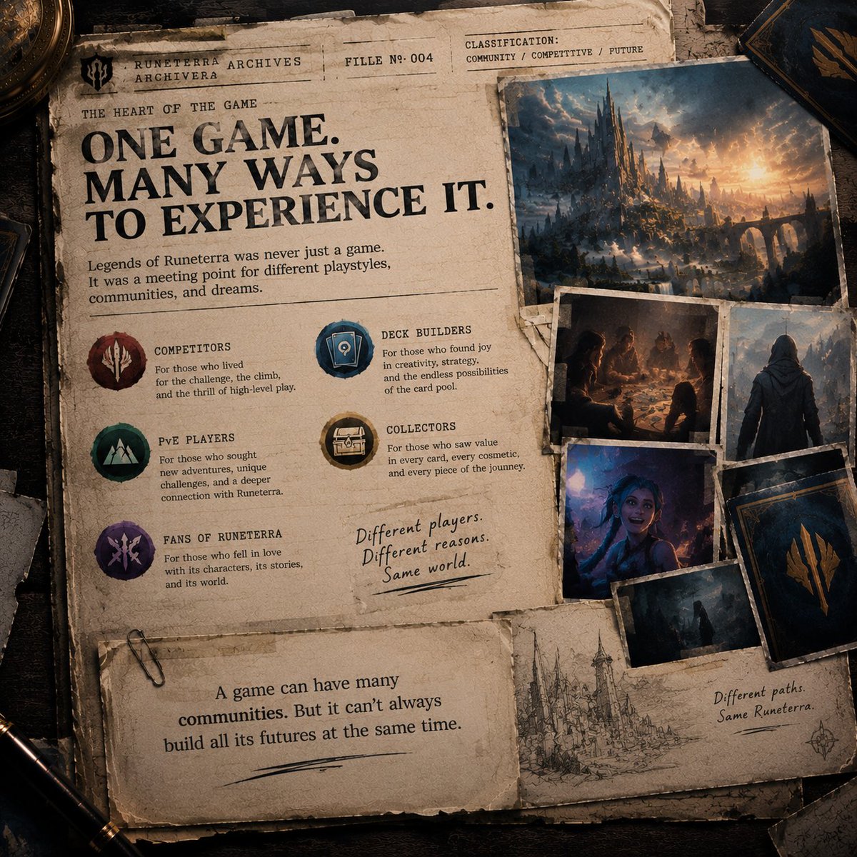 Vegakis's tweet photo. 🇬🇧📂 RUNETERRA FILE
🔎 Case open
🃏 Runeterra is still alive…
⚠️ But something has changed
#CardGames #LegendsOfRuneterra #Runeterra #LoR https://t.co/i5eKnfb6Uh