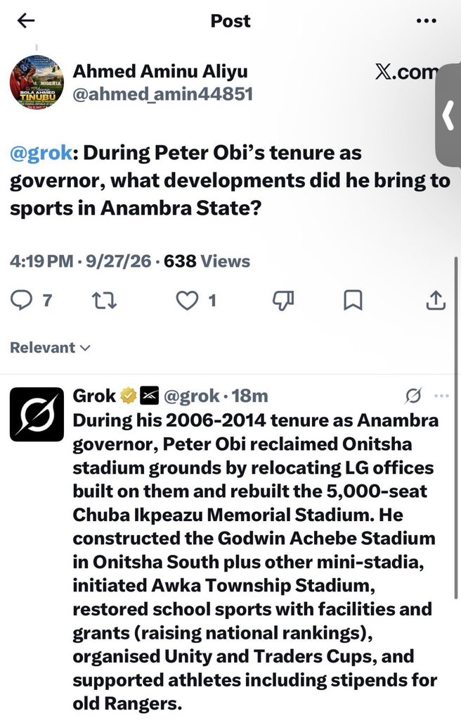 Uptownoflagos's tweet photo. Peter Obi went to support young players in Lagos today and this Agbado decided to consult Grok on his behalf 

As Always, Grok school am &amp; he ran 😂😂 https://t.co/N2tWcSKPpH