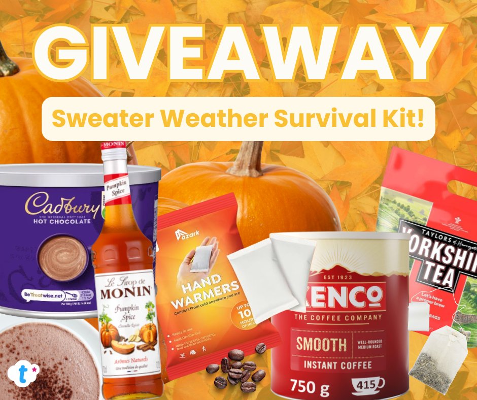 twinkl_edu's tweet photo. You know who really deserves a treat right now? The people on playground duty!

Win a cosy autumn bundle of warming drinks and handwarmers! This the perfect giveaway to make the staffroom, break time duty, and those Baltic classrooms a little cosier during the ‘ber’ months 🍂☕🍁.

To enter , head here > https://t.co/kDrjbEvAAx

🍀GOOD LUCK!

T&Cs

These terms and conditions, together with Twinkl’s Prize Promotion General Terms and Conditions (as amended from time to time) apply to this  prize draw.

This prize draw is open to all UK residents aged 18 years or over.

To enter the prize draw: either comment on this post with the word SWEATER, or complete and submit the relevant form on the giveaway hub.

The winner will receive a bundle comprising the following: 1x pack of 20 handwarmers; 1x MONIN Premium Pumpkin Spice Syrup 1L; 1x Kenco Smooth Instant Coffee Medium Roast tin 750g; 1x Cadbury The Original Hot Chocolate tin 1kg; and 1x Yorkshire Tea 480 tea bags 1.5kg. MONIN, Kenco, Cadbury and Yorkshire Tea are not sponsoring or affiliated with this giveaway.

The winner will be chosen by random draw on 12/10/2026. 

The opening date for entries is 12pm on 26/09/2026. The closing date is 12pm on 12/10/2026. Entries received after this time will not be considered.

By entering this prize draw I consent to Twinkl processing my personal data for participation and prize fulfilment, as described in Twinkl's Privacy Policy. I understand I can withdraw my consent at any time.