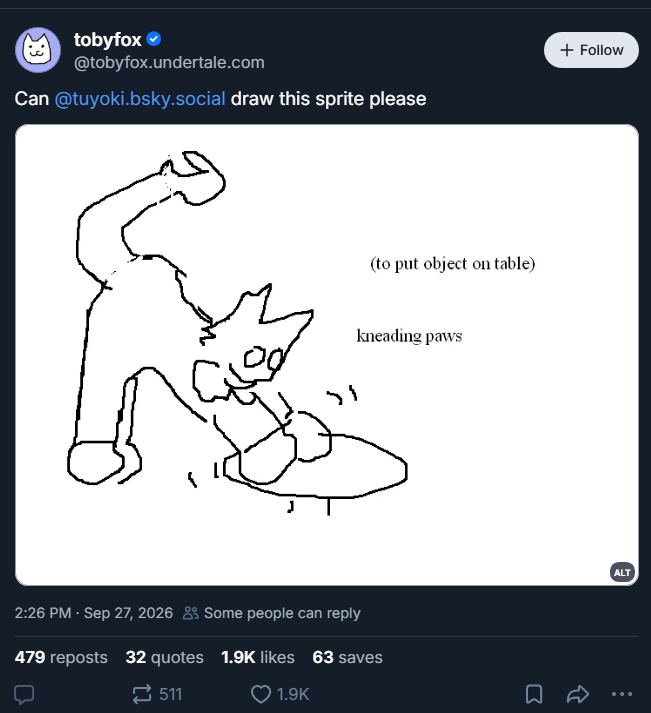 TemmieOrSmth99's tweet photo. these fake toby fox bsky posts are getting ridiculous bro https://t.co/D5UHX18EW4