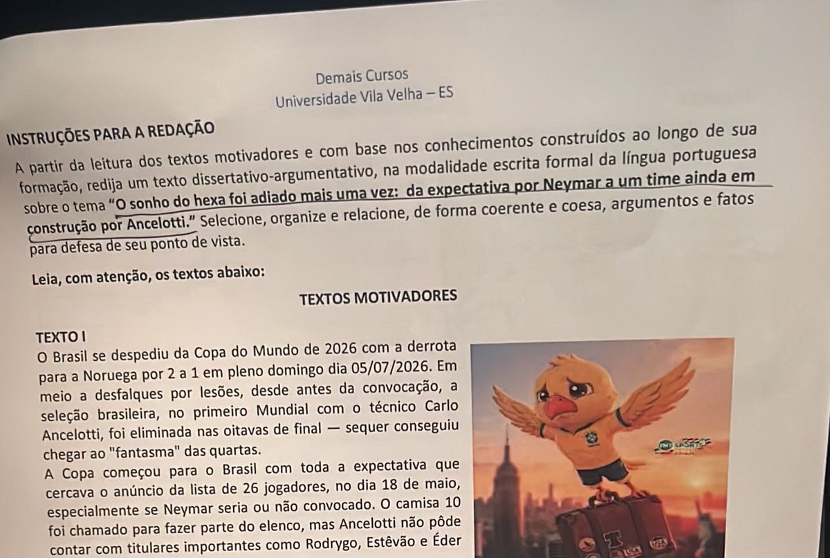 sofischarmed's tweet photo. acabei de sair de um vestibular q esse era o tema .
dia da redacao maluca https://t.co/MOnE0wnqNr