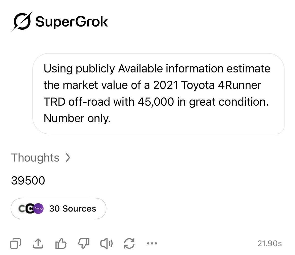 captainjohn's tweet photo. If Tesla used Grok for vehicle trade in value, I would be driving a Cybertruck. https://t.co/k2QghqU0F2