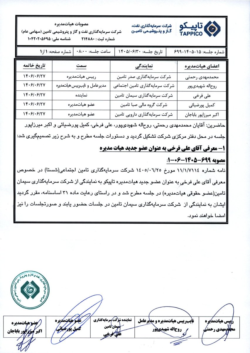ir_rashedi's tweet photo. شاهکار جدید حاکمیت شرکتی در شستا!
​اکبر میرزاپور هم‌زمان عضو هیئت‌مدیره #تاپیکو (ناظر) و سرپرست #ایرانول (مجری) شد!  
​یک نفر چطور هم‌زمان با خودش مکاتبه و نظارت کنه؟ آیا این حضور دوگانه مصداق تعارض منافع نیست؟
​#شفافیت  #حاکمیت_شرکتی #نفت #پتروشیمی https://t.co/m0toDNtotM
