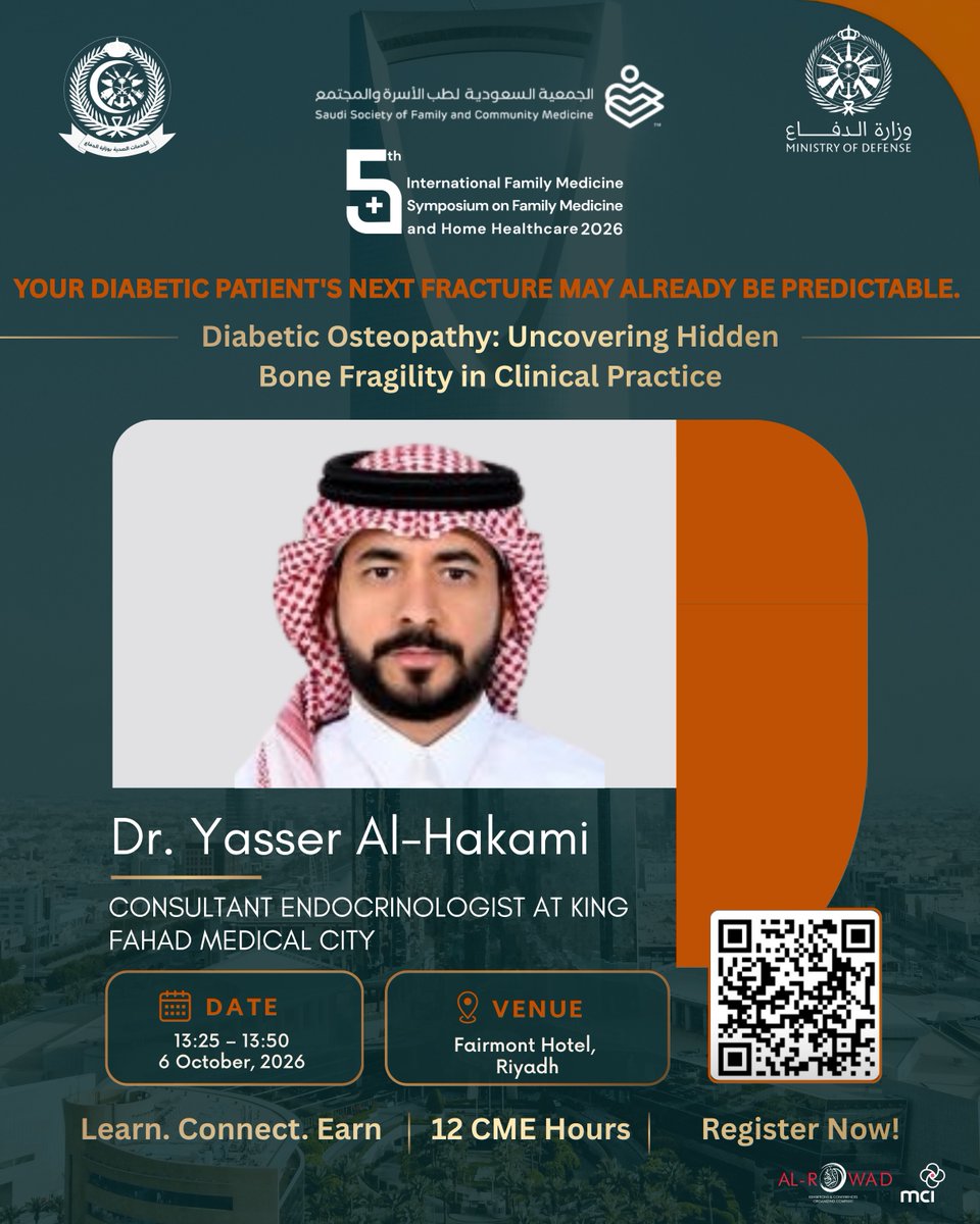 MCIAlRowad's tweet photo. 11 speakers. One conversation about where primary care is headed.

Day One of the 5th International Family Medicine Symposium brings together leading voices reimagining care, from home healthcare to community-based practice.

📅 6 October | Fairmont Hotel, Riyadh
Register now — seats are limited.
https://t.co/u0BnurjXyH