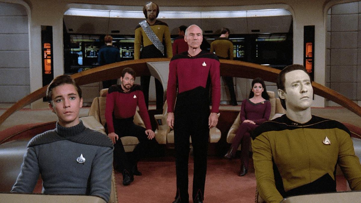 landofthe80s's tweet photo. The sci-fi TV series "Star Trek: The Next Generation" debuted on this date in 1987. The series aired 178 episodes over seven seasons. 

BITE-SIZED FACT | The show was set about 100 years after the original "Star Trek" series and introduced fans to Captain Jean-Luc Picard. #80s https://t.co/ABHAQta0lW