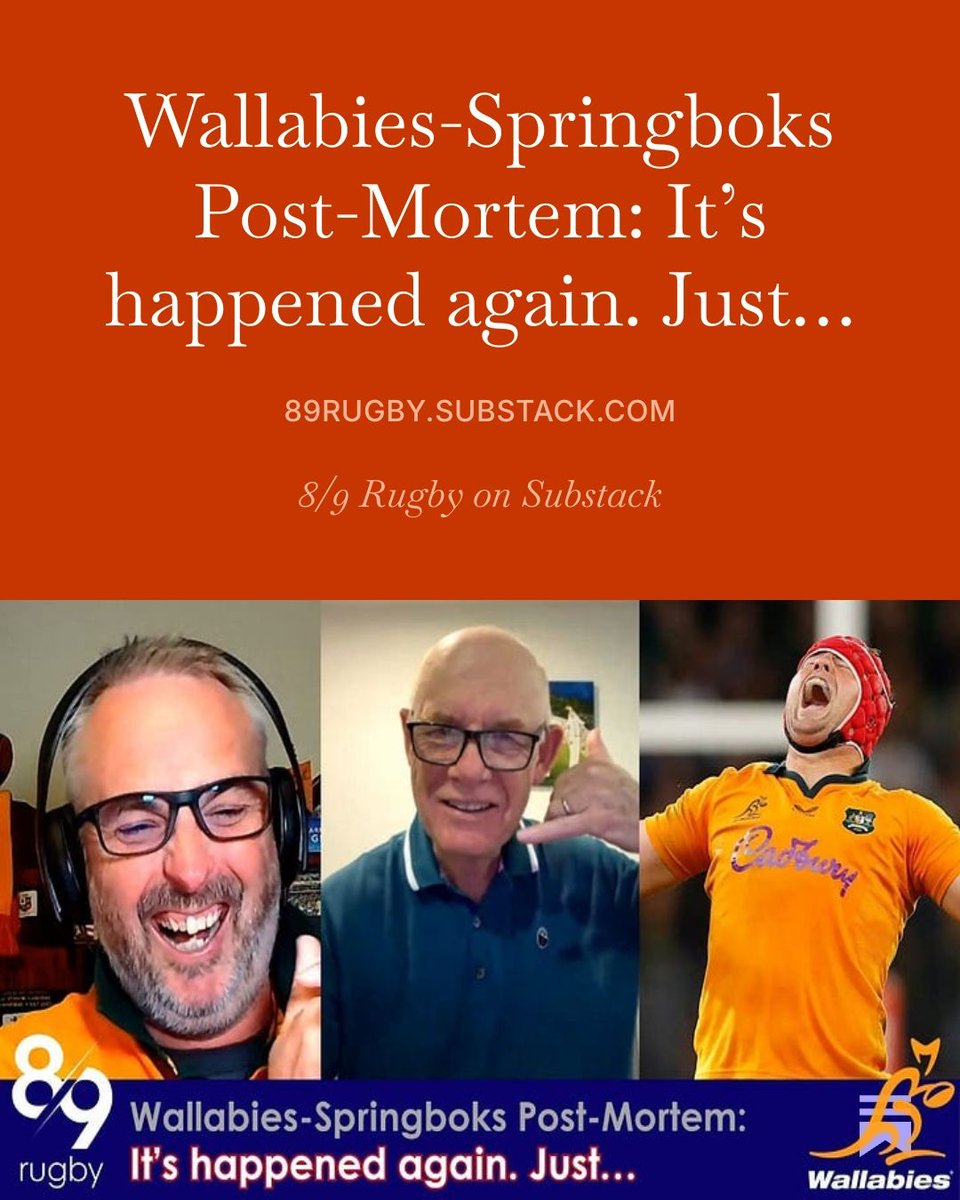 89_Rugby's tweet photo. How does anyone make sense of that Wallabies-Springboks Test?

@bmcsport &amp; @hulabulajim tried. Live on YouTube

And with Jim's initial connection mirroring the TMO's!

8/9 Rugby on YouTube, pods + have your say on Substack: https://t.co/lKtSZHSogF

#AUSvRSA #Wallabies #Springboks https://t.co/RrqadVP3qU