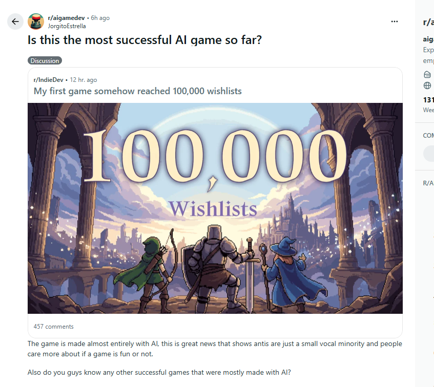 Wanfreaks's tweet photo. FIRST AI GAME TO GET 100,000 WISHLISTS IN 1 DAY

This Korean dev made Slotbound 100% with AI and its going GIGA on X and Reddit

This is on track to be the most anticipated game of 2026

Reddit -https://t.co/vycNEu9wf6

So many tweets - https://t.co/4UVhvGEtCK

Cant use Paid so i found his GitHub - https://t.co/QJIPwELzAb