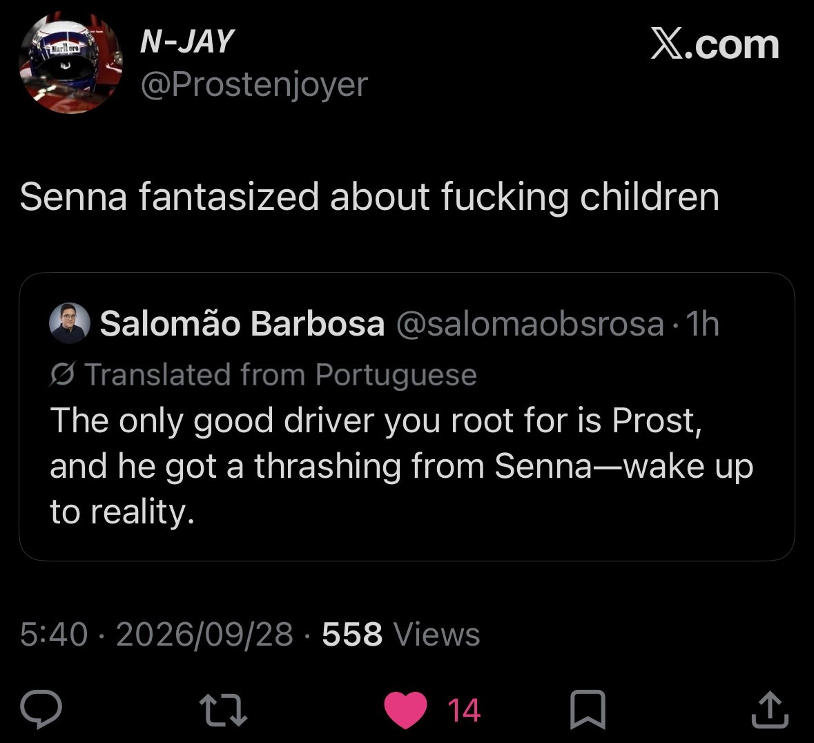 LandoNorizz_001's tweet photo. Imagine being a senna fan bro you lose every argument like this😭😭😭 https://t.co/Ll4NQJVlzQ